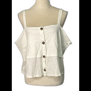American Eagle Tank Top Women's Size XXL Color Cream Button Up Cropped Tank Top